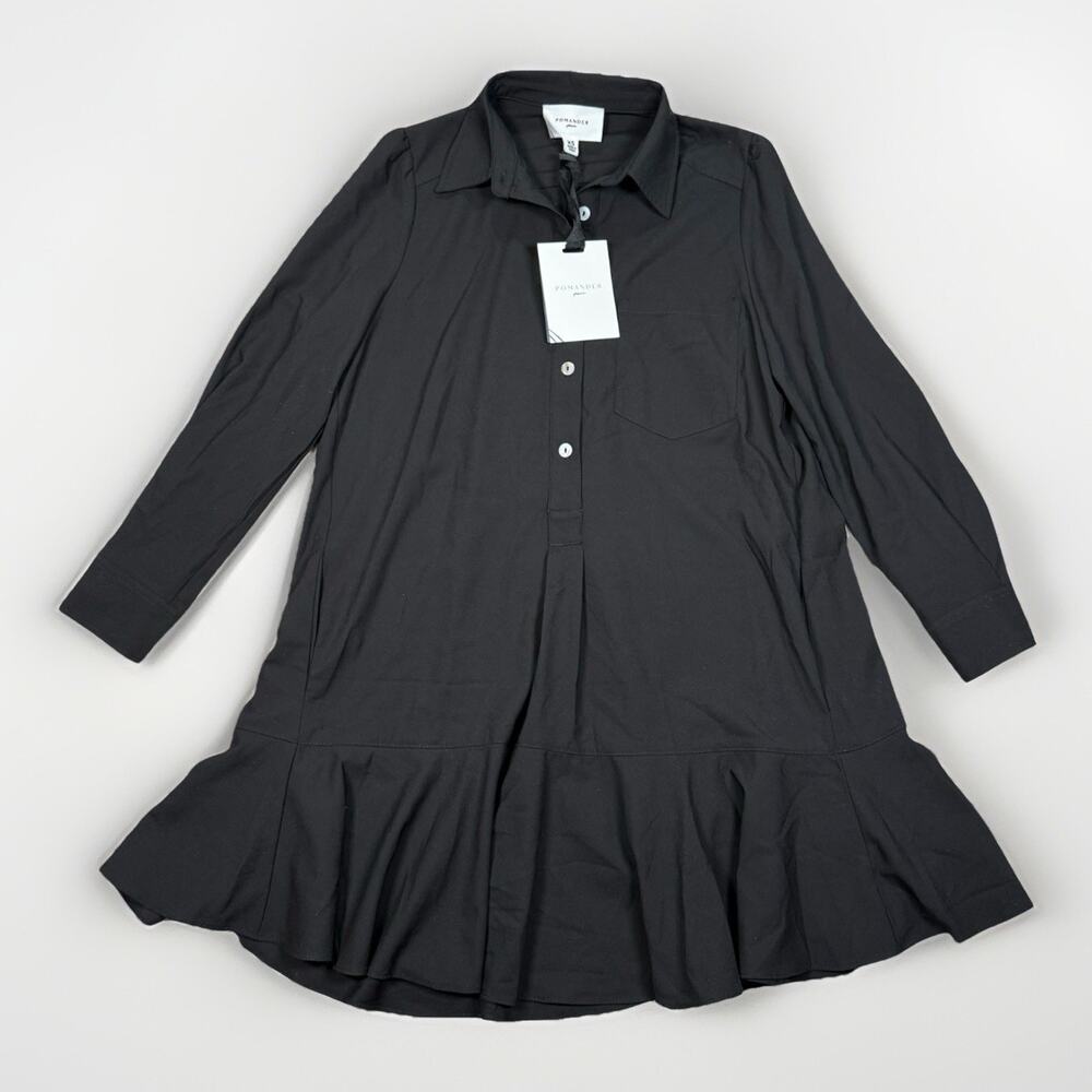 NWT Tuckernuck Pomander Place Callahan Dress Black Crepe Shirt Dress Size XS - Picture 2 of 10